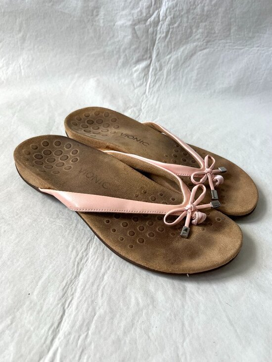 Vionic Shoes - Vionic sandals flip flops size 10 Bella II light pink bow thong comfort shoes